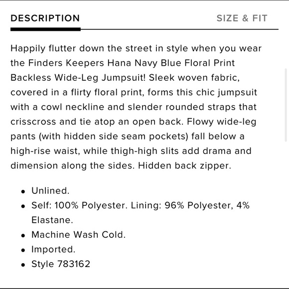 Hana Navy Blue Floral Print Backless Wide-Leg Jumpsuit - Picture 4 of 9